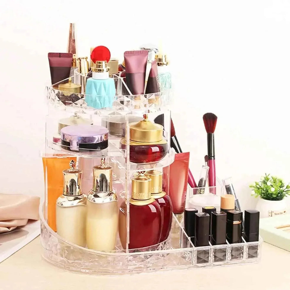 All In One Makeup Organizer 360 Degree Rotation for Ultimate Convenience - Clarify.pk