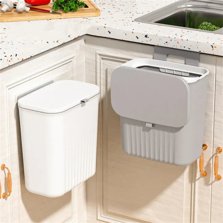 Hanging Cabinet Trash Can with Lid – Kitchen Door & Wall Mounted Waste Bin