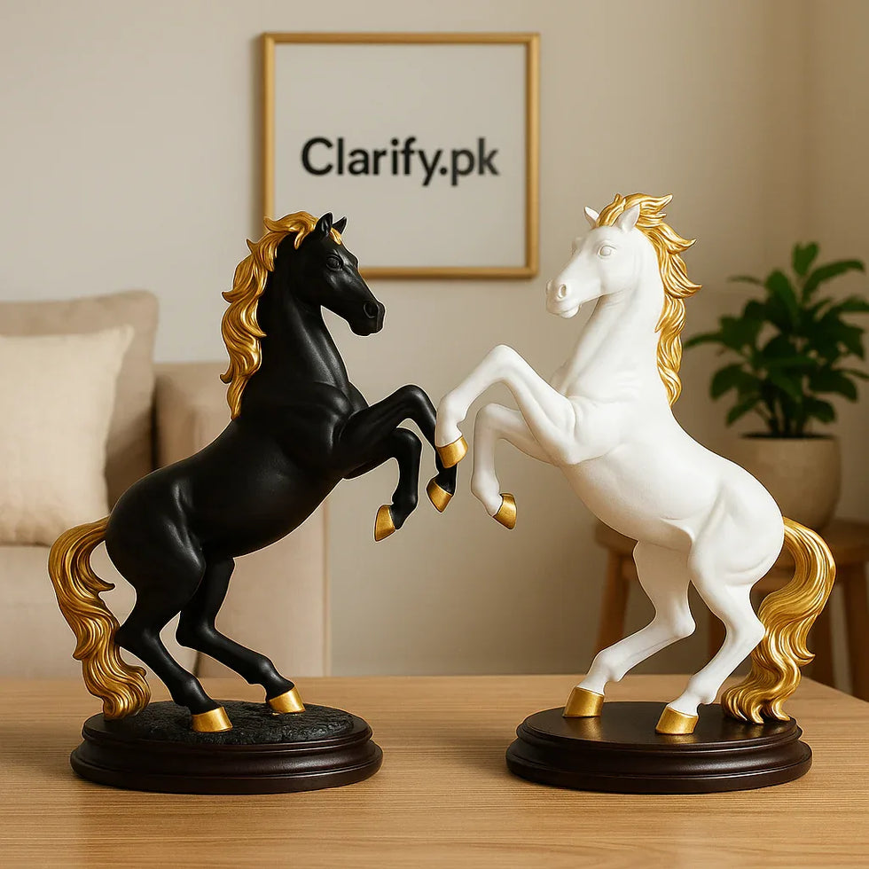 Golden Mane Rearing Horse Showpiece – Luxury Décor - Clarify.pk