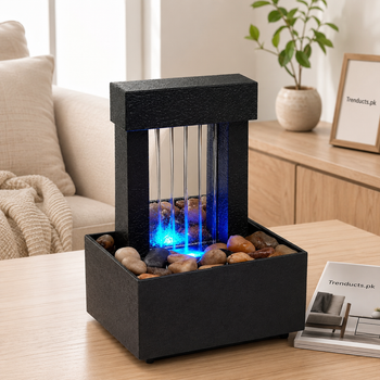 Modern Mini LED Water Fountain – Electric Indoor Decor with Pebbles