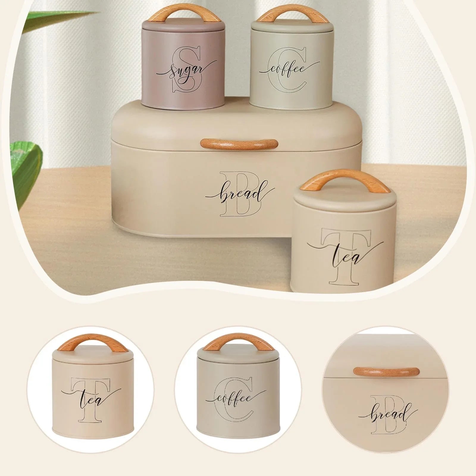 Luxury Kitchen Storage Canister Set with Wooden Lids - Clarify.pk