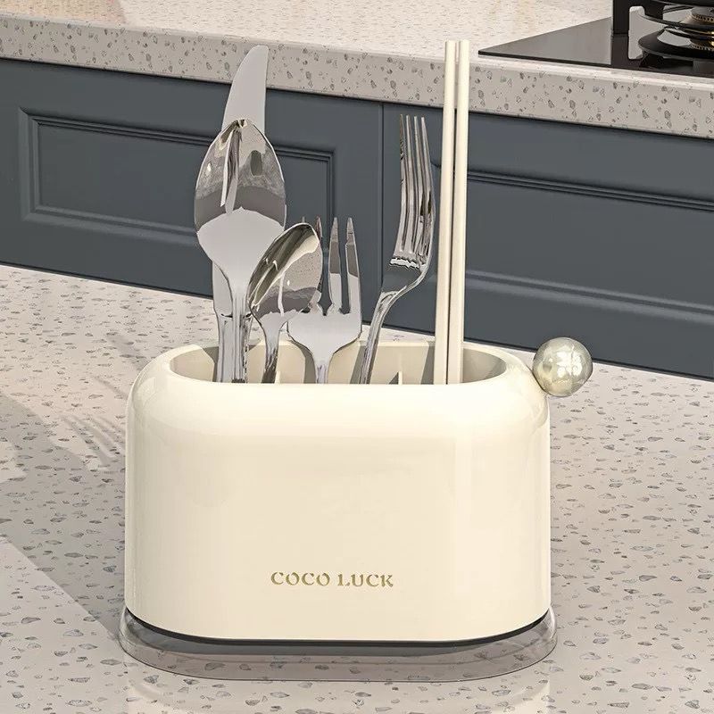 Knife & Utensil Holder - Drain Tray Kitchen Organizer