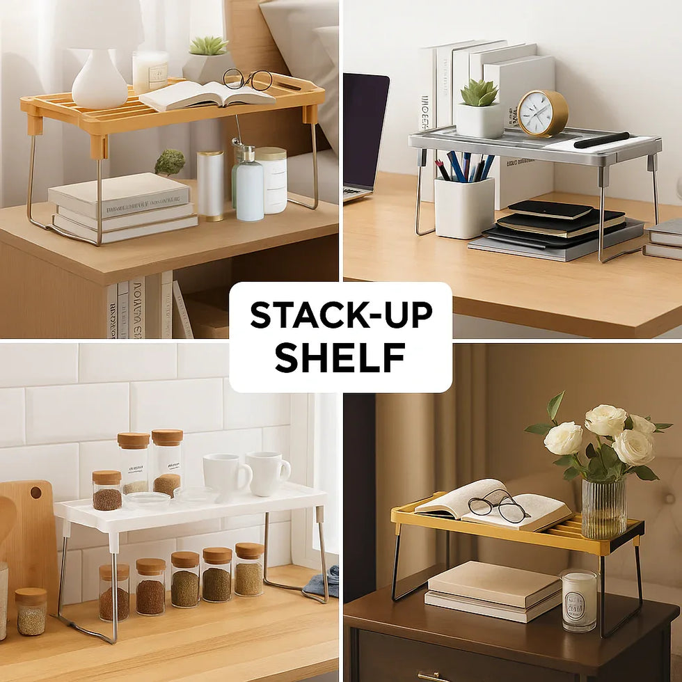 Multiple Computer Stack Shelf Stack-Up Shelf | Space-Saving Multipurpose Storage Organizer – Trenducts.pk