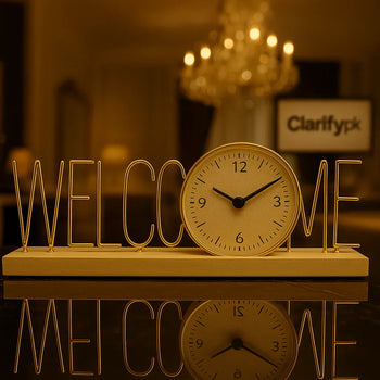 Modern WELCOME Decorative Table Clock – Desk Home Decor - Clarify.pk