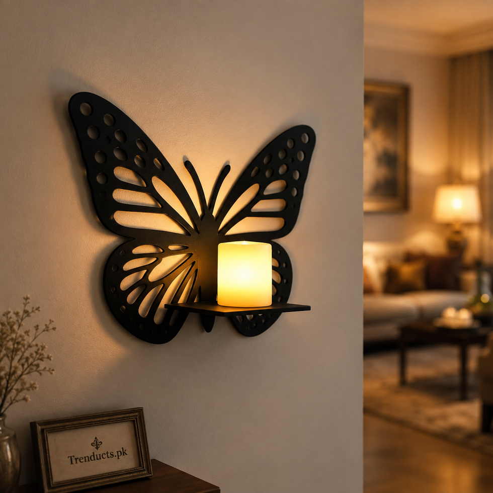 Black Butterfly Wall Shelf Stand - 6 x 8 Inch