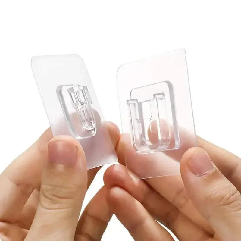 Pack of 4 Transparent Adhesive Wall Hooks, Double-Sided Mounts for Easy Installation