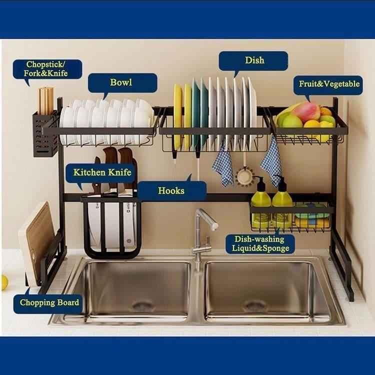 Stainless Steel Kitchen Rack - 85cm Multi-Function Durable Storage Solution - Clarify.pk