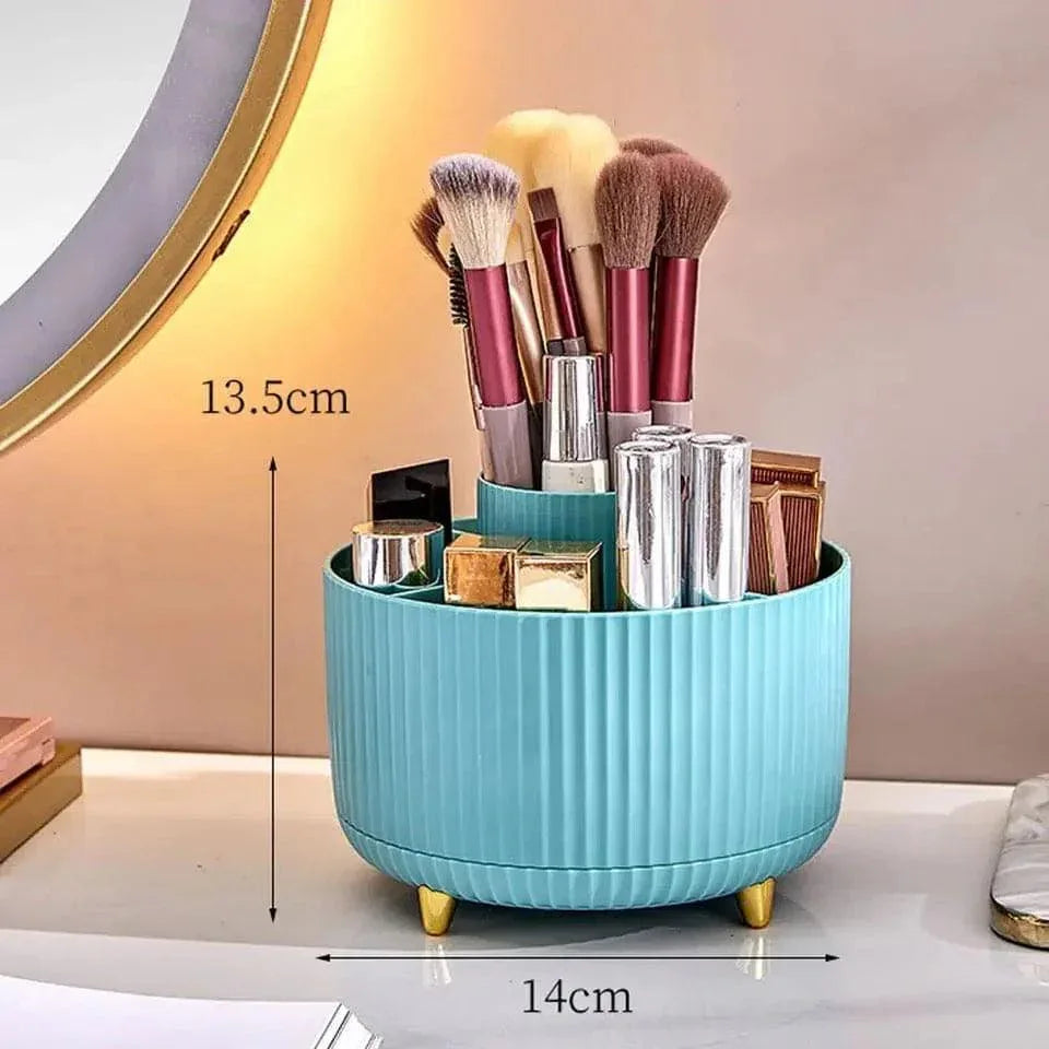 360° Rotating Makeup Brush Organizer - Stylish Desktop Storage Solution - Clarify.pk