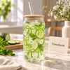 Cute Bow & Daisy Glass Sipper with Bamboo Lid