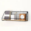 Metal Grid Wall Shelf with Wooden Base for Stylish Home Storage - Clarify.pk