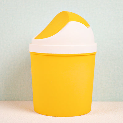 Desktop Swing-Lid Trash Can – Compact Waste Organizer