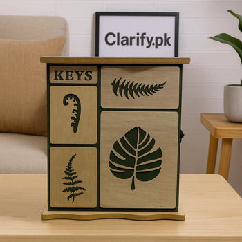 Wooden Key Box – Leaves Design Wall Mounted Organizer - Clarify.pk