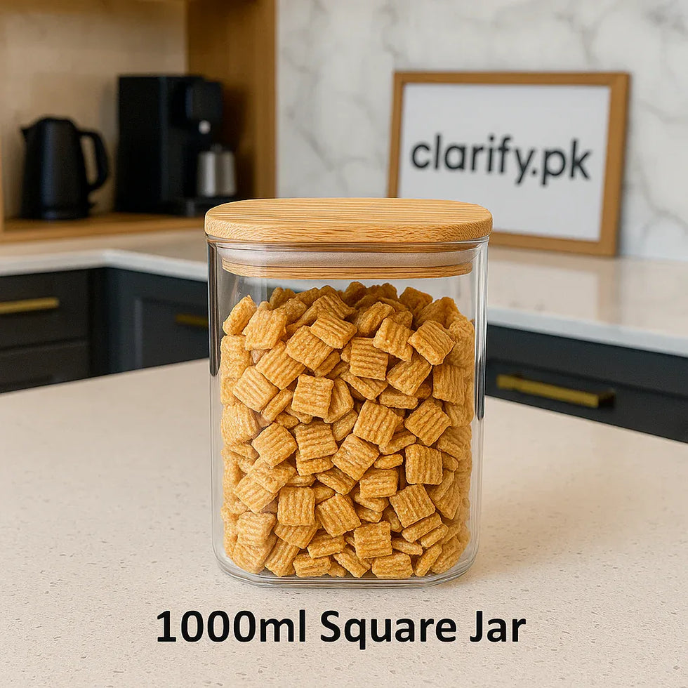 Premium Square Kitchen Storage Jar - Clarify.pk