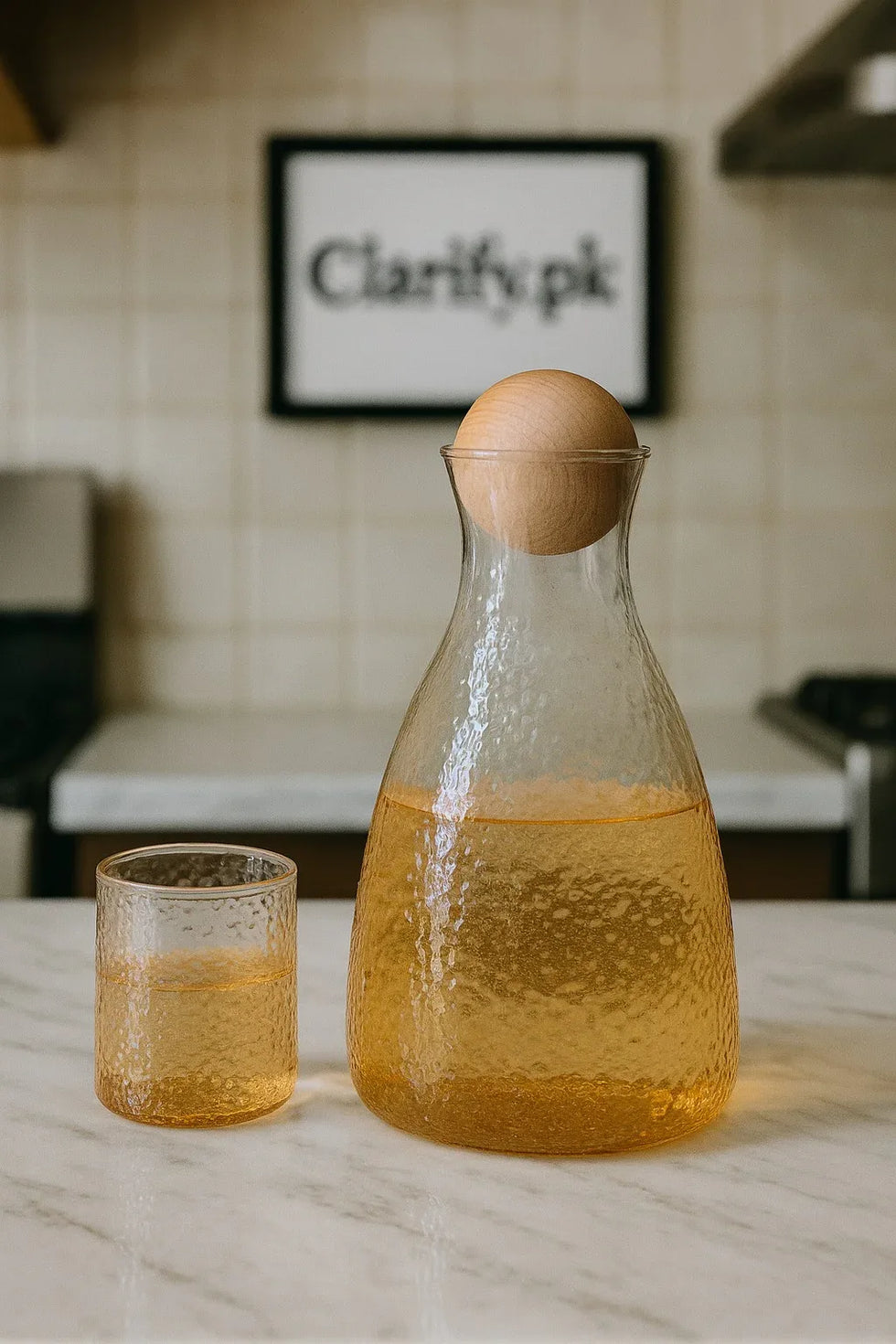 لگژری واٹر جگ اور 6 شیشوں کا سیٹ - بناوٹ والا گلاس ڈیزائن