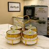 4 Pcs Premium Ceramic Canister Set – Gold Rim with Crystal Lids - Clarify.pk