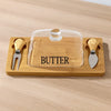Luxury Glass Butter Dish with Dual Knife Bamboo Base MJ
