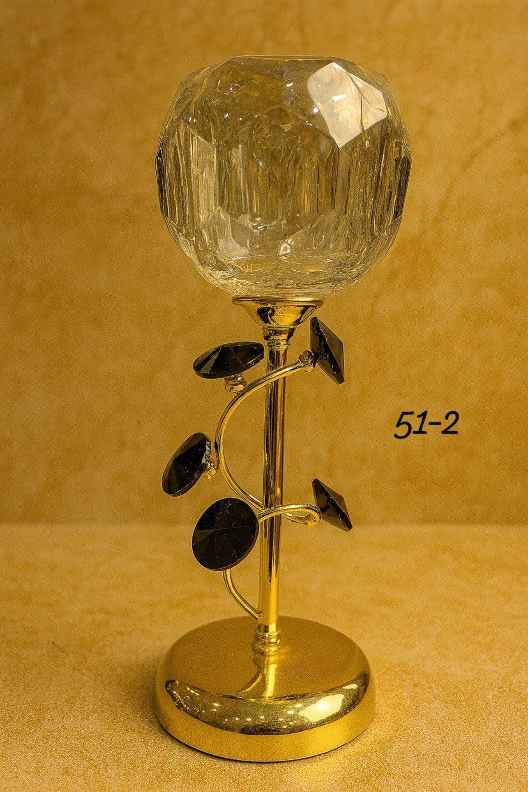 Elegant Crystal Metal Candle Stand - Luxury Gold Table Centerpiece - Trenducts.pk