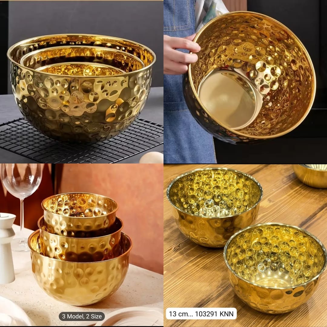Stainless Steel Golden Serving Bowl – Premium Finish - Trenducts.pk
