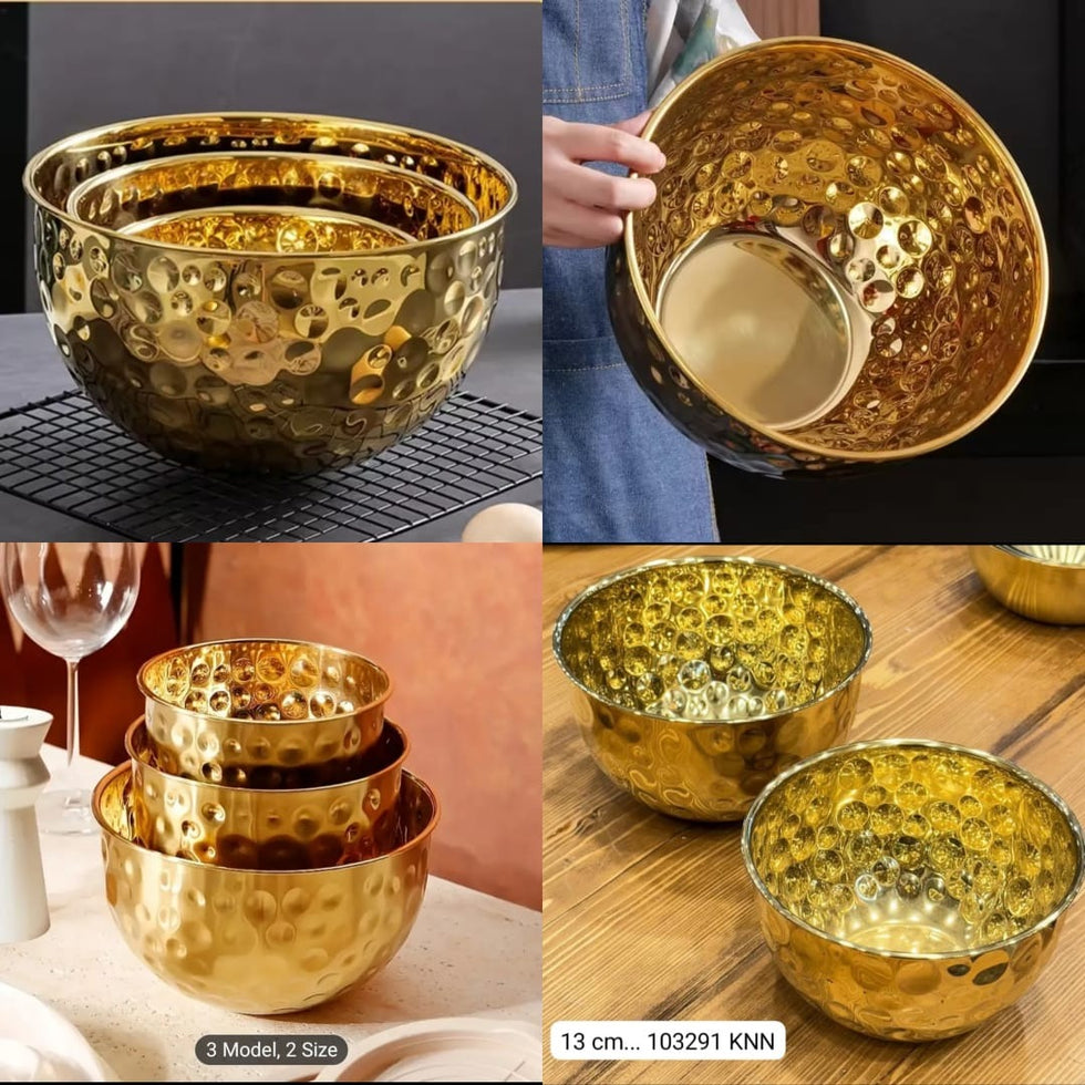 Stainless Steel Golden Serving Bowl – Premium Finish - Trenducts.pk