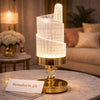 Luxury LED Crystal Spiral Electric Lamp - Modern Patterned Table Light with Gold Base - Trenducts.pk