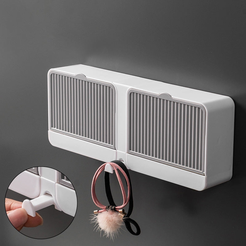 Wall-Mounted Soap Dish Holder with Lid – Double Grid Drain Box, Punch-Free