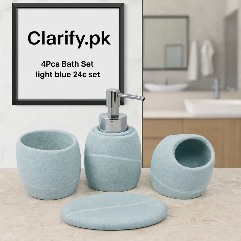 Luxury 4Pcs Textured Bath Set – Contemporary Bathroom Décor - Clarify.pk