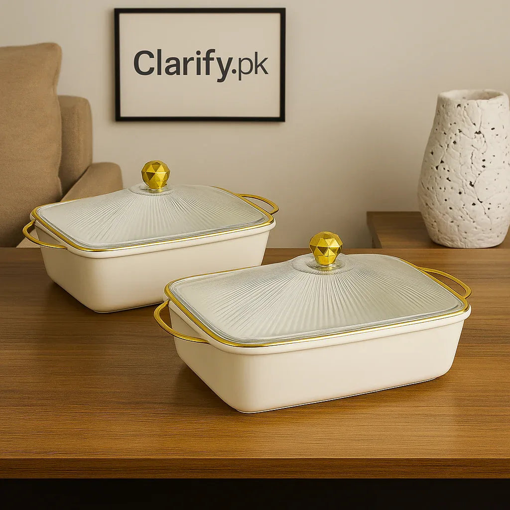 Heavy Plastic Serving Dish with Lid – Durable Food Storage & Serving Bowl - Clarify.pk