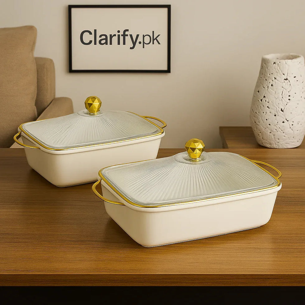 Heavy Plastic Serving Dish with Lid – Durable Food Storage & Serving Bowl - Clarify.pk