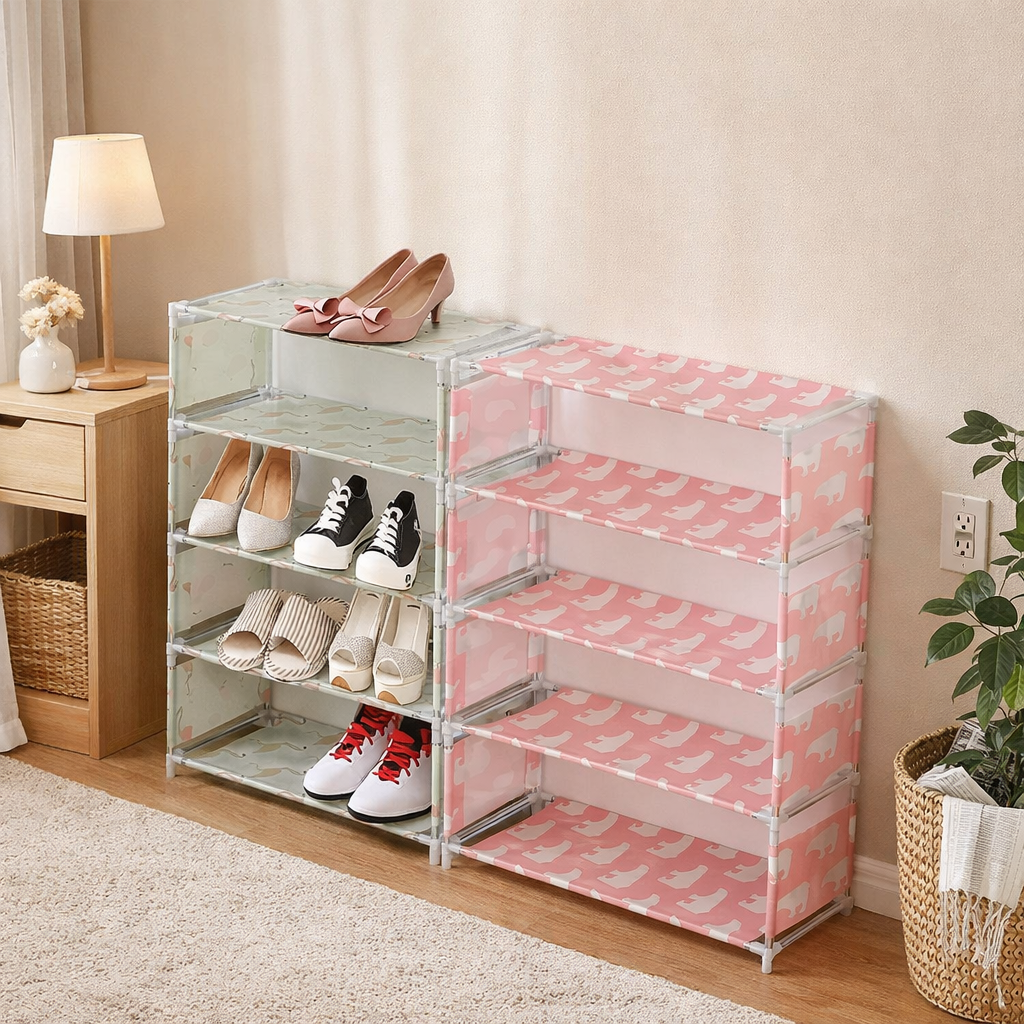 5-Layer Fabric & PVC Shoe Rack – Space-Saving Organizer ST