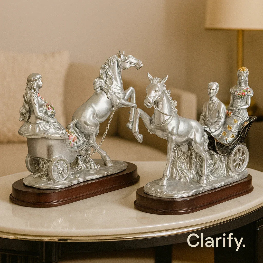 Luxury Silver Horse Carriage Decoration Set - Clarify.pk
