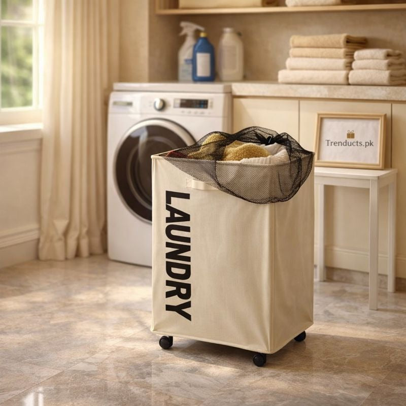 Industrial-Strength Rolling Laundry Basket with 360° Wheels IT