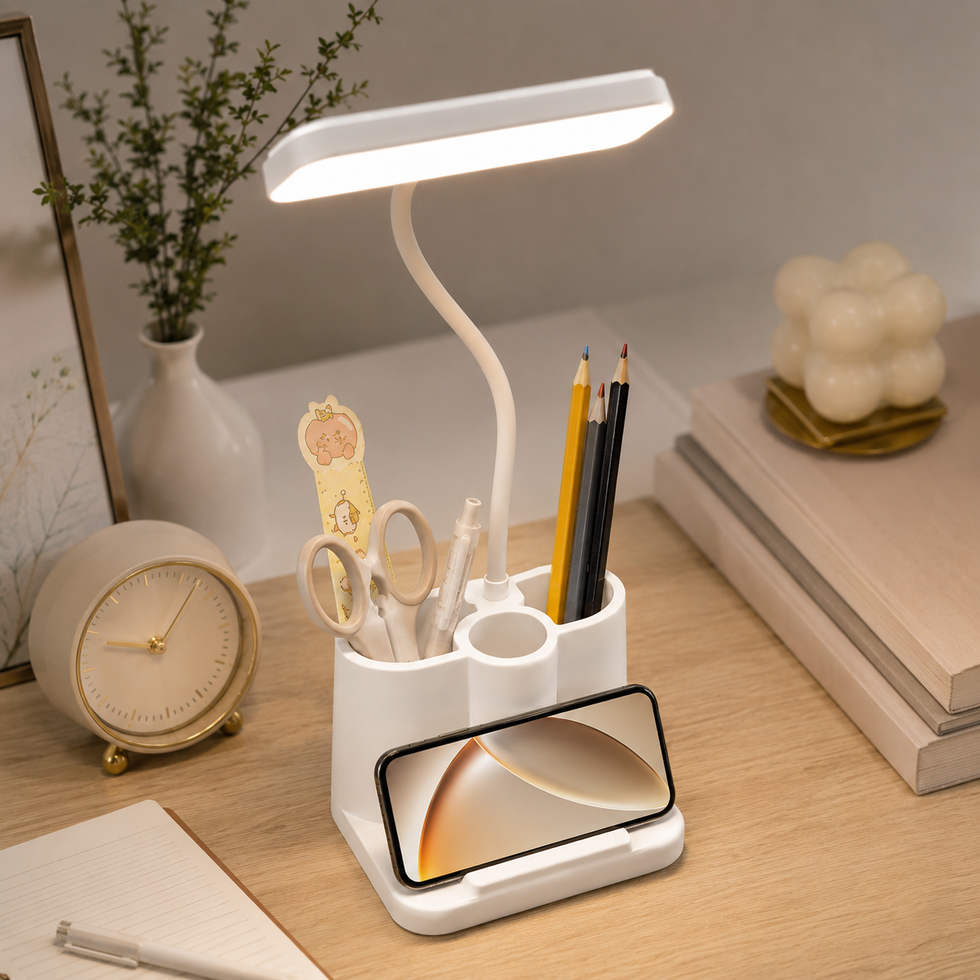 LED Desktop Study Table Lamp – Eye-Protection Reading Light with Flexible Arm