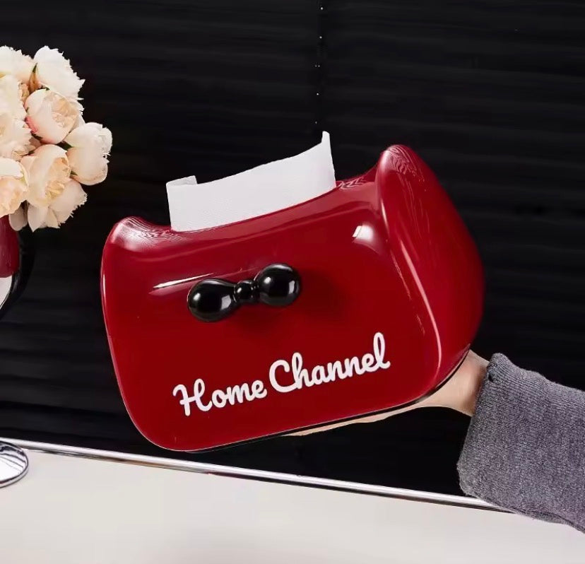 Bow Tissue Box Cover - Glossy Ribbon Tissue Holder