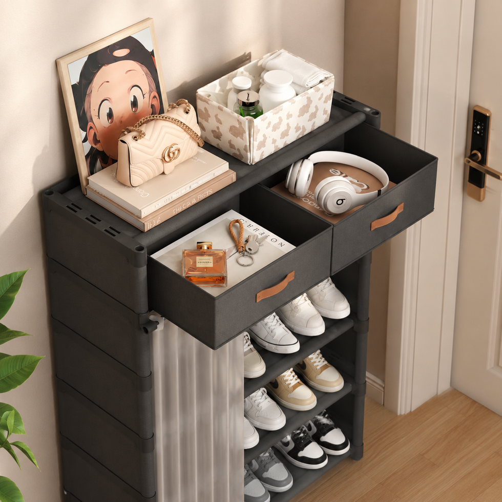 Dustproof Shoe Rack Organizer - Multi-Layer Shoe Cabinet with Fabric Drawers