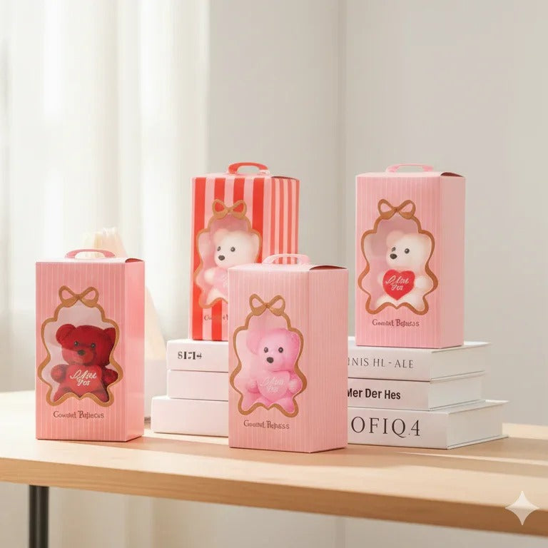 Cute Mini Gift Box with Teddy & Flowers