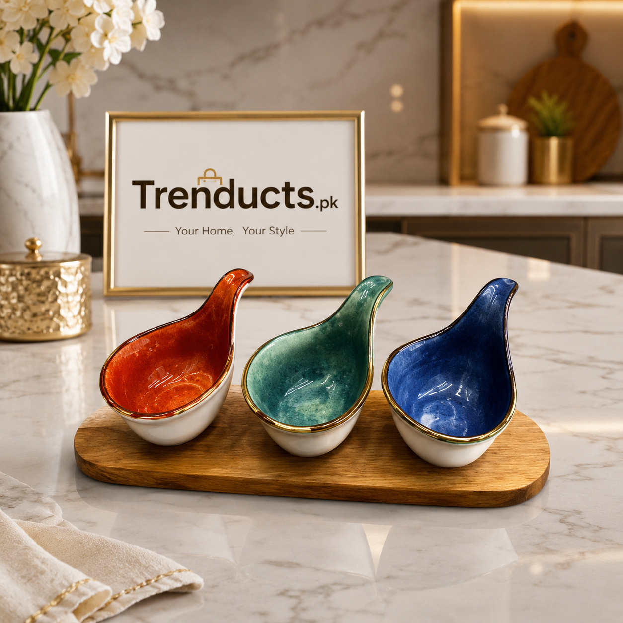 Danny Home Multicolor Handled Dessert Set – 4pc