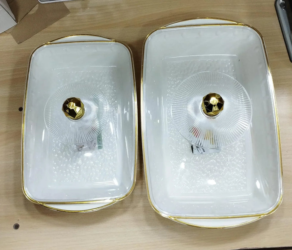 Heavy Plastic Serving Dish with Lid – Durable Food Storage & Serving Bowl