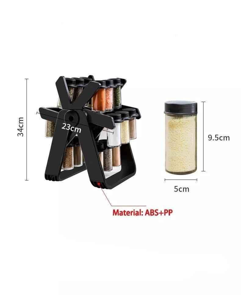 18-Piece Spice Jar Set with Rotating Rack for Easy Access and Organization - Clarify.pk