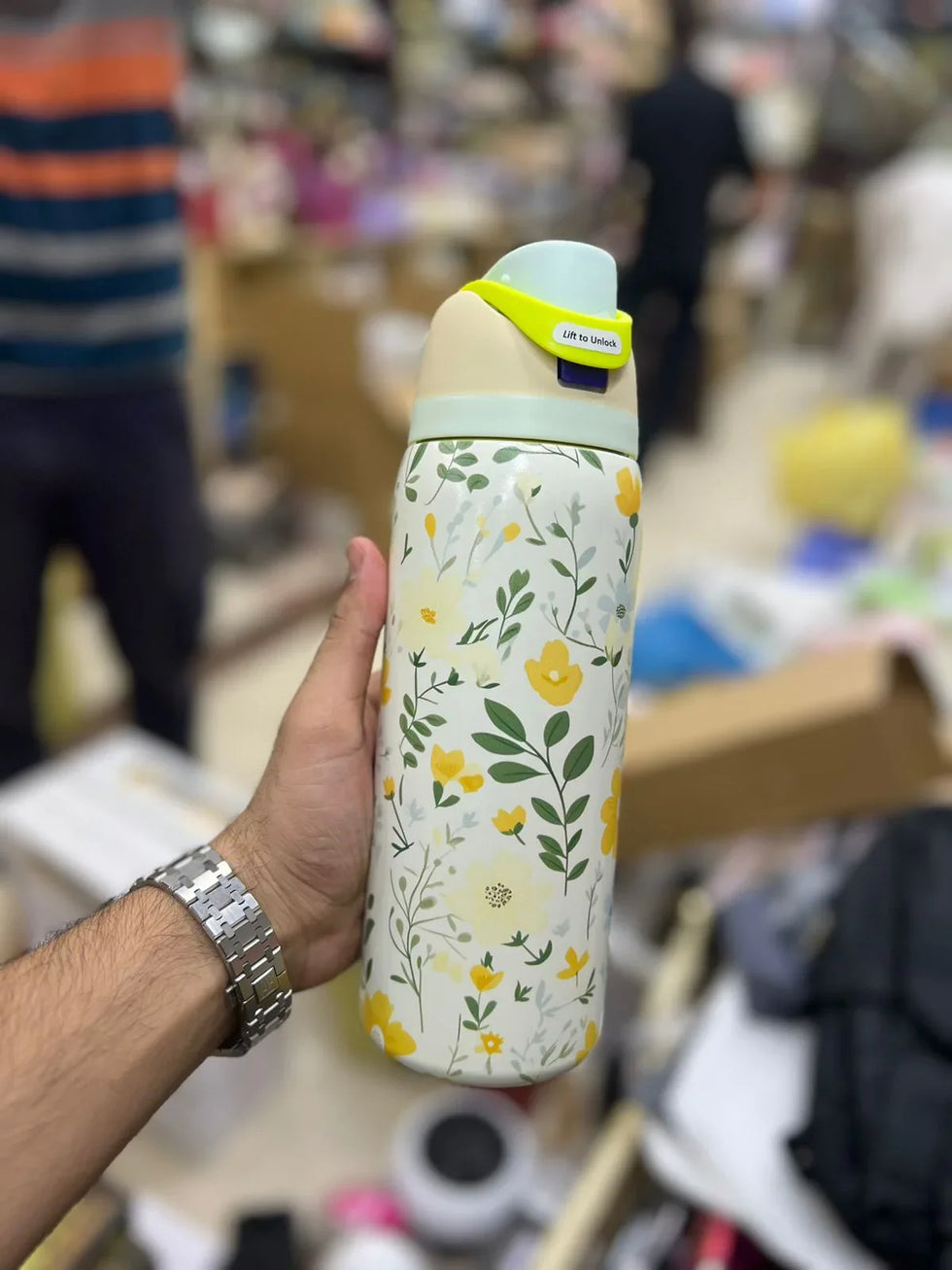 پریمیم پیسٹل فلورل اوالا طرز کی بوتل - 32oz (950ml)