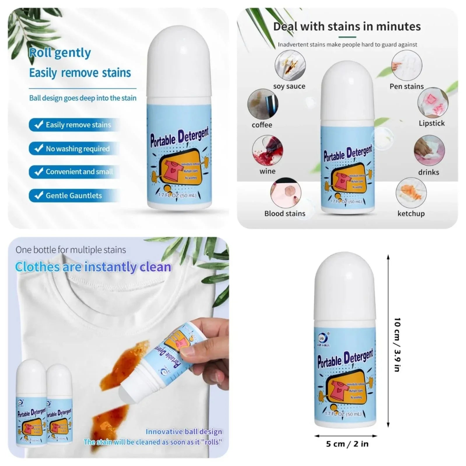 Portable Stain Remover - Rolling Bead Stain Remover for Easy Cleaning and Travel - Clarify.pk