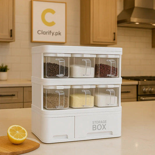 Luxury White Masala Storage Box – 12 Jar Spice Rack for Kitchen