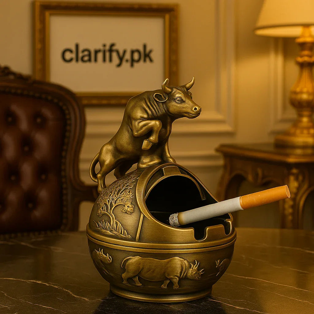 Metal Bull Round Ashtray – Vintage Table Decor - Clarify.pk