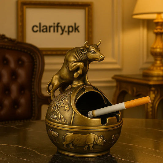 Metal Bull Round Ashtray – Vintage Table Decor - Clarify.pk