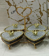 Luxury 4 Pcs Ceramic Bowl Set – Golden Stand & Crown Lids - Clarify.pk