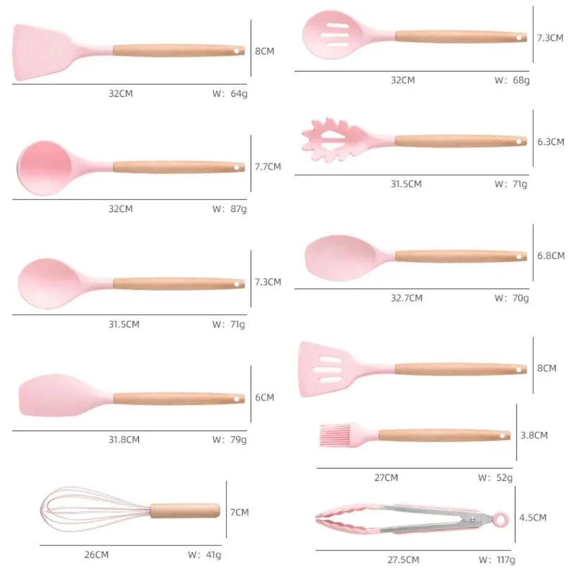 19Pcs Silicone Kitchen Utensils Set for Cooking and Baking - Clarify.pk