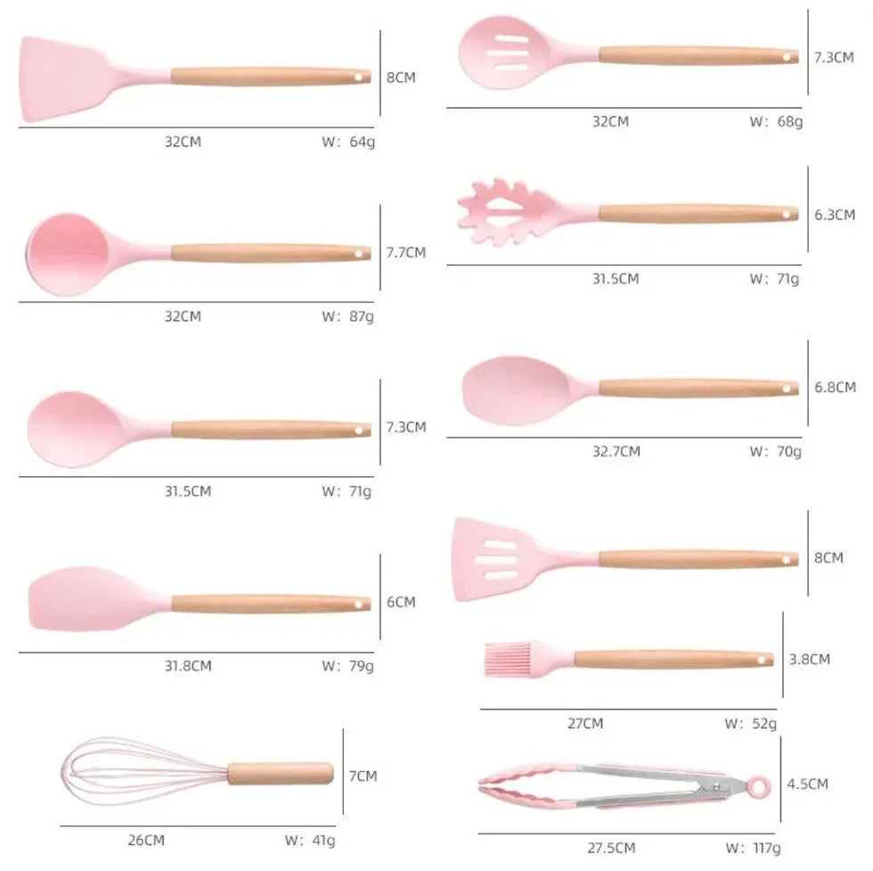 19Pcs Silicone Kitchen Utensils Set for Cooking and Baking - Clarify.pk