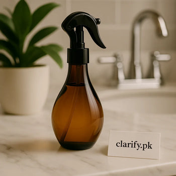 Amber Refillable Spray Bottle – Glass Mist Dispenser with Black Trigger - Clarify.pk