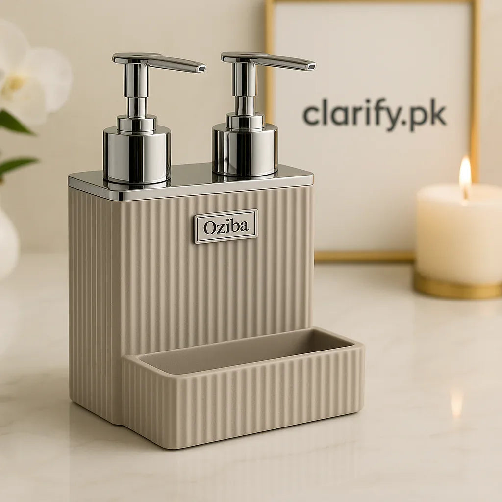 Luxury 2-in-1 Soap & Lotion Pump Bottles – Refillable Countertop Organizer - Clarify.pk