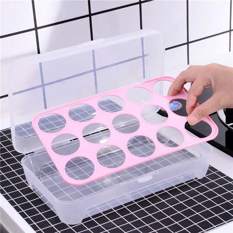 Transparent 15 Grid Egg Storage Box for Fridge Organization and Freshness Preservation - Clarify.pk
