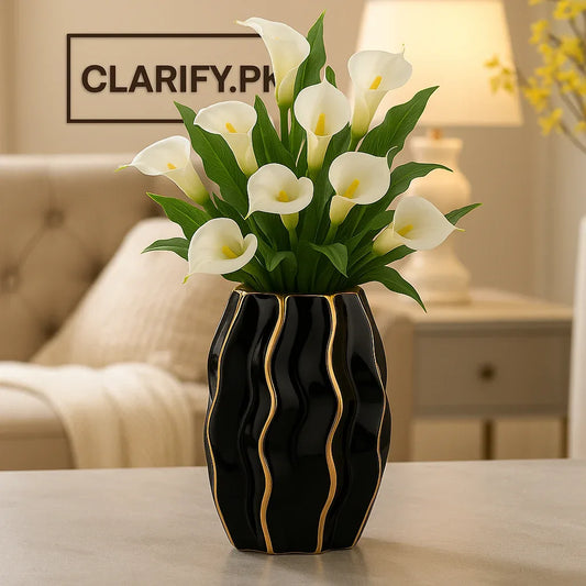 Elegant Ceramic Porcelain Vase – 8x4 Inch Decorative Piece - Clarify.pk